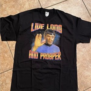 STAR TREK Vintage Spock 2008 Live Long and Prosper Black T-Shirt Size Large NEW